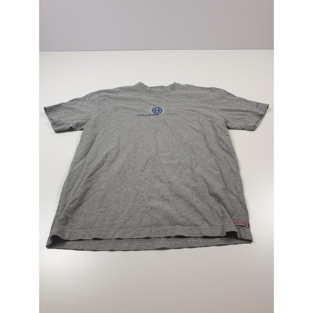 Y2K Hollister Co Shirt Mens S Gray Logo Graphic Short Sleeve Crewneck Tee 22